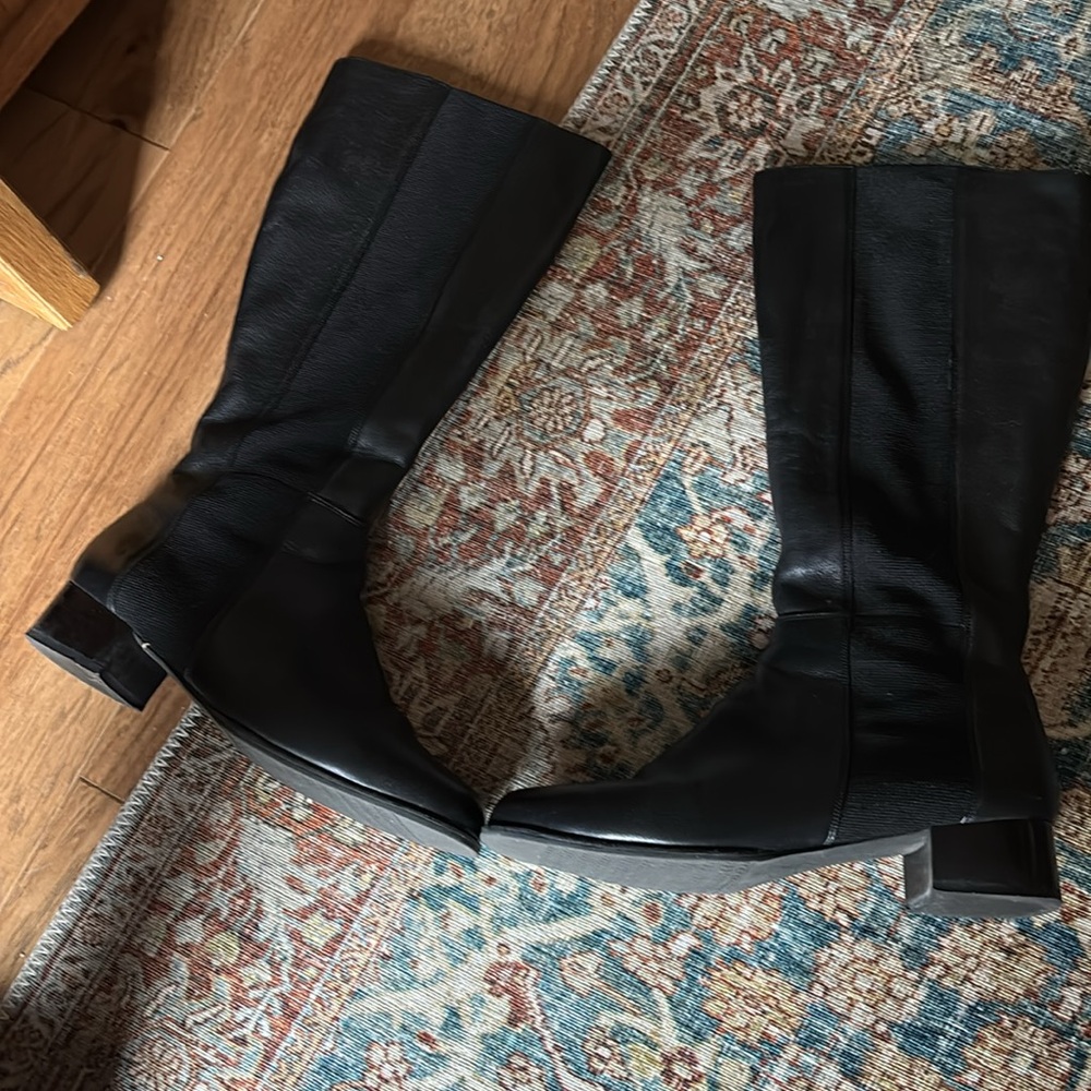 Black Leather Women's Boots - Picture 3 of 5